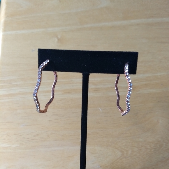 Rose Gold CZ Sparkle Hoop Earrings 3/$20 - Picture 1 of 10